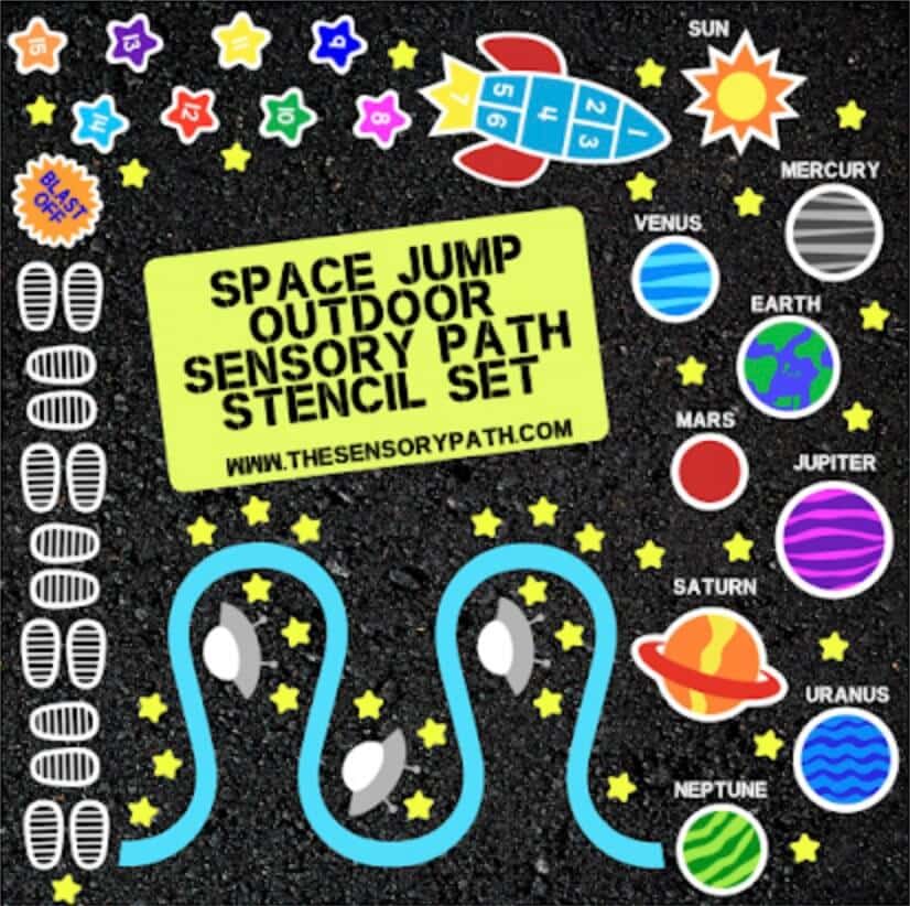 Space Jump Outdoor Sensory Path™ Playground Stencil Package
