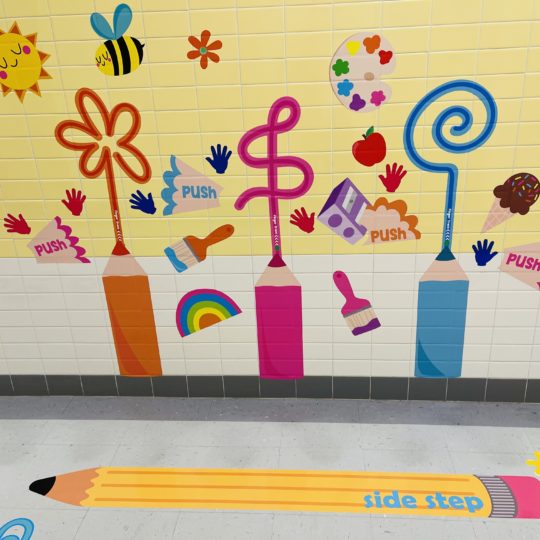 Back to School Art Sensory Path-Push and Trace Wall